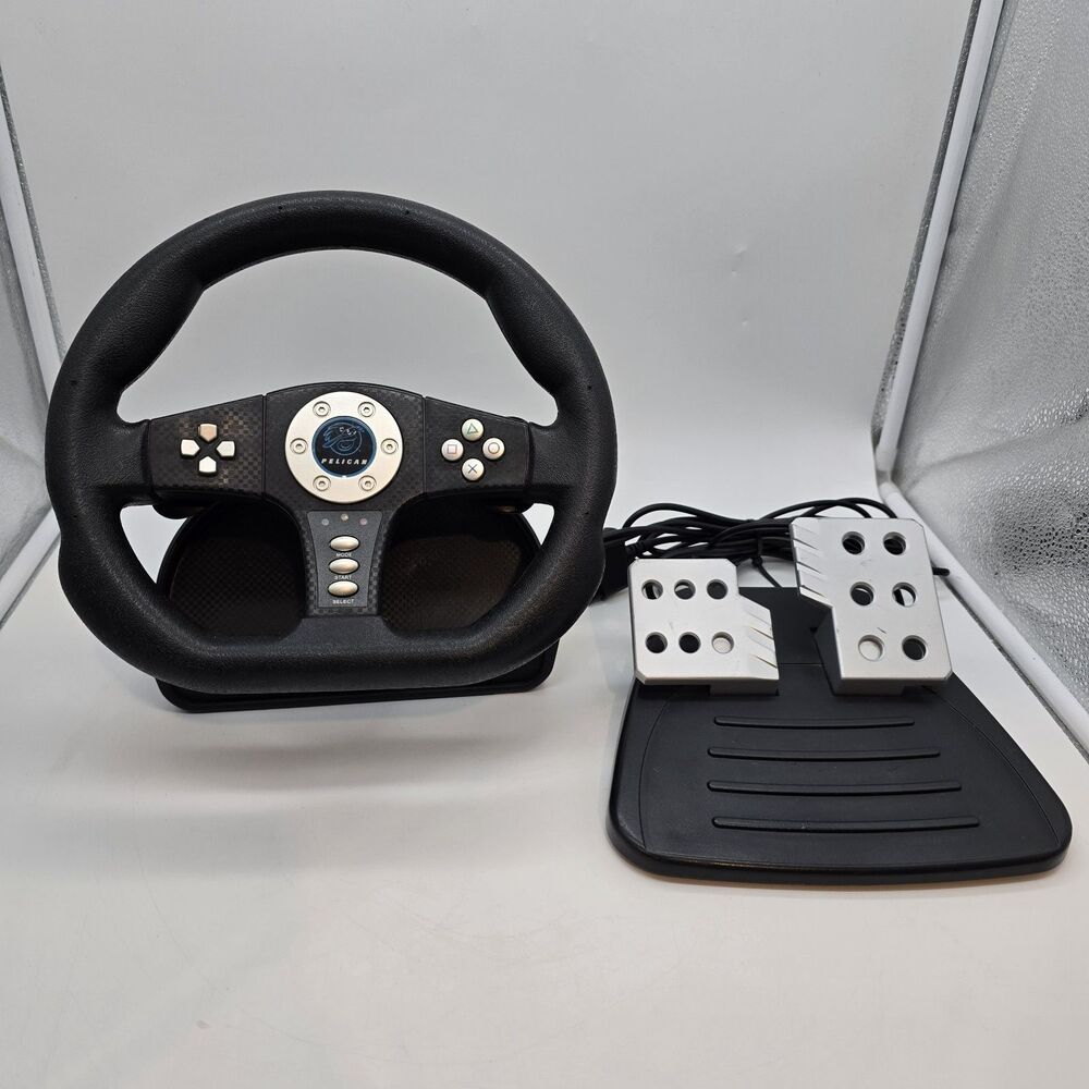 Pelican Playstation 2 PS2 Cobra TT Racing Steering Wheel Controller Pedal